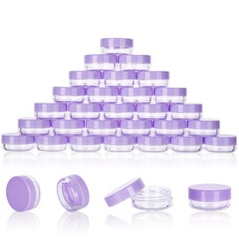 GOLACKY 100 Mini Sample Jars with Lids - 3 Gram Capacity, Makeup Travel Containers with Labels, Includes Disposable Spatulas