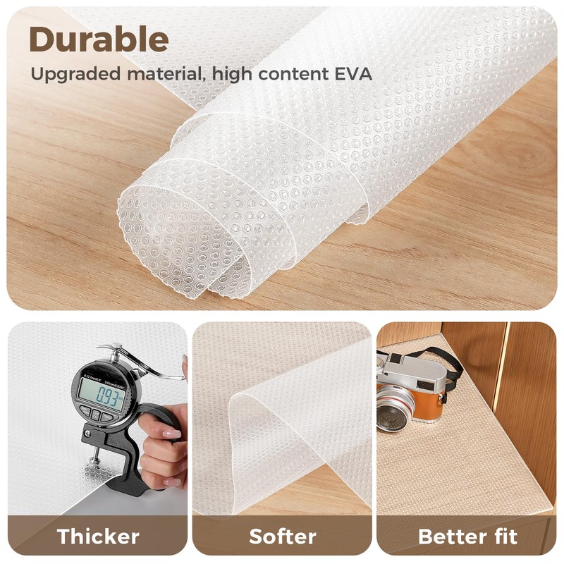 ALIUNI 100% EVA Shelf Liner for Kitchen Cabinet, 12" x
