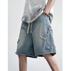 FCOOLYEET Men's Baggy Jeans Shorts Y2k Star Patchwork Denim Shorts