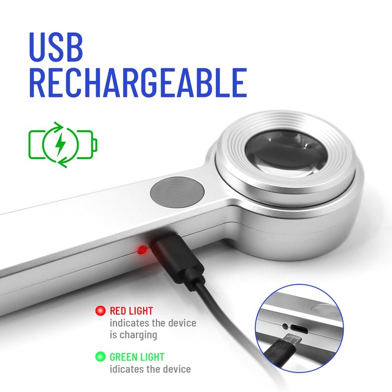 Handheld 60X Magnifier Loupe with UV & LED Lights, 30mm