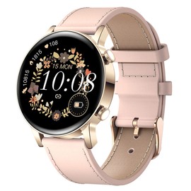 Smart Watch Bluetooth Phone Call Leather Smartwatch with Heart Rate Blood Pressure Monitor Pedometer IP67 Waterproof Fitness Tracker for Android iOS