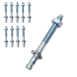 1/2 inch x 4 inch (M12x100mm) Zinc Plated Wedge Anchors, Heavy Duty Fastener for Concrete, 10pcs