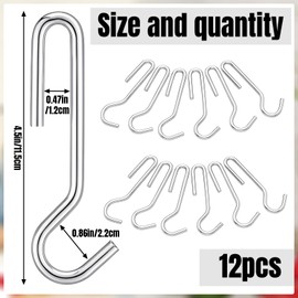 MorningRo 12 Pcs Heavy Duty Pot Hooks Straight Pans Hooks Use with Pot Racks Galvanized Steel Pans Storage Holder for Hanging Kitchen Utensils