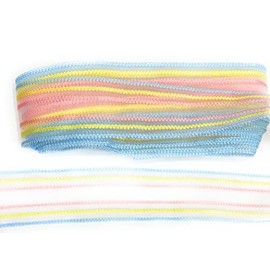 Multi Color Stripe Organdy Ribbon -Sheer Ribbon Quality Ribbon- 5 Yards - Blue, Yellow, Pink Stripe Ribbon