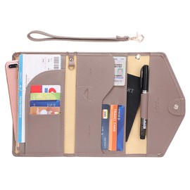 ZOPPEN Passport Holder for Women Travel Wallet Rfid Blocking Passport Cover Document Organizer Strap Ver.5 (#29 light coffee Ver.5)