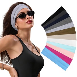 Headbands for Women - 12Pcs Non-Slip Cotton Cloth Headbands for Women's Hair Accessories,Fashion Sports Hair Bands & Ties,Soft Fabric for Yoga,Running,Workout
