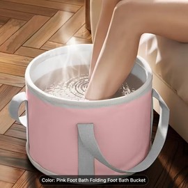 Portable Foldable Foot Soaking Bag for Deep Calf Immersion with Glass Foot File in a storage box – Insulated Home Foot Spa Basin, Travel Carry Bag, 2-in-1 Scrub & Buff Callus Remover for Wet & Dry Use