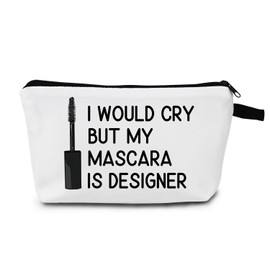 MoCaliduccious Mascara Funny Makeup Bag Birthday Gifts Makeup Bag I Would Cry & Beauty Essentials Art Cosmetic Bag Birthdays Christmas Beauty Lovers Gift for Women Sister