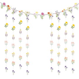 Wildflower Banner Dekorationen Blumen Bridal Shower Dekorationen Backdrop für Floral Frühling Verlobung Hochzeit Bachelorette Party Dekoration Zubehör Photo Booth Requisiten