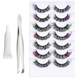 Lash Clusters Kit,7-Pair Multicolor False Eyelashes | Eye Makeup for Statue Photoshoot Party Teens Youth Girls Daily