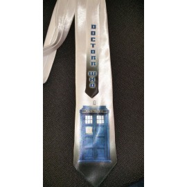 L@@K! Tardis Neck Tie - Doctor Who Gallifrey Blue box Satin Tie Whovians LOOK!