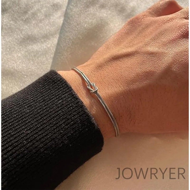 Pulseras Ajustables de Pareja Nudo de Amor Acero Inoxidable Oro