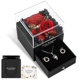 SENJWARM Blizzard Flower Jewelry Box, Non-Withering Flowers, Moss, Bear, Anniversary Present, Preserved Flower, Rose, Valentine's Day, Valentine, White Day, Popular, Birthday Gift, Friends, Wedding