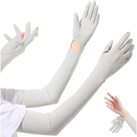 Women's Arm Cover, Summer, Up to Your Fingertips, Cooling Sensation, Long, Sunburn Prevention, Arm Cover, UV Protection, Removable, Anti-Slip, Smartphone Operation, Cooling, Cycling, Outdoor Activities