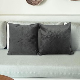 Betadistor Grey Cushion Covers Set of 2 - Grey Velvet Cushion Cover 45 x 45 cm Decorative Square Throw Pillow Covers 515-0322