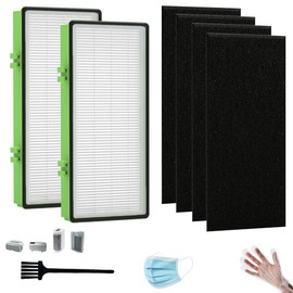 HAPF300AH True HEPA Filter Replacement Compatible with Holmes AER1 HAPF300AH-U4R, HAP242-NUC, Bionaire Air Purifier, Includes 2 HEPA Filters + 4 Carbon Pre-Filters