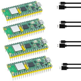 SuziePi 4Pack Raspberry Pi Pico W with Pre-Soldered Headers, Raspberry Pi RP2040 Chip, Pico WH with 4Pcs USB Cables