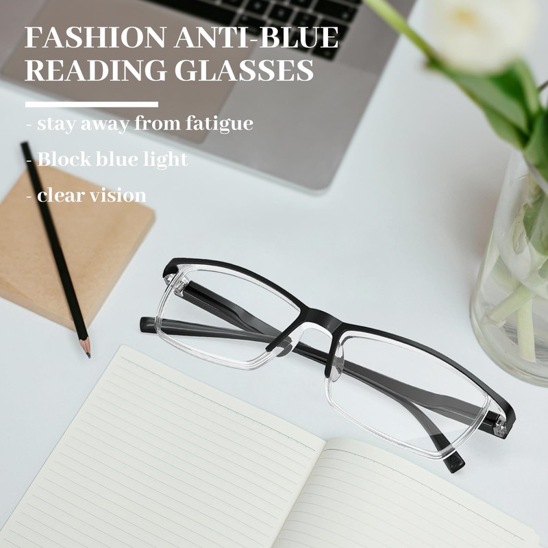 LUFF 6Pcs Anti-Blue-ray Reading Glasses Portable Ultra-Light Readers(4.00X)