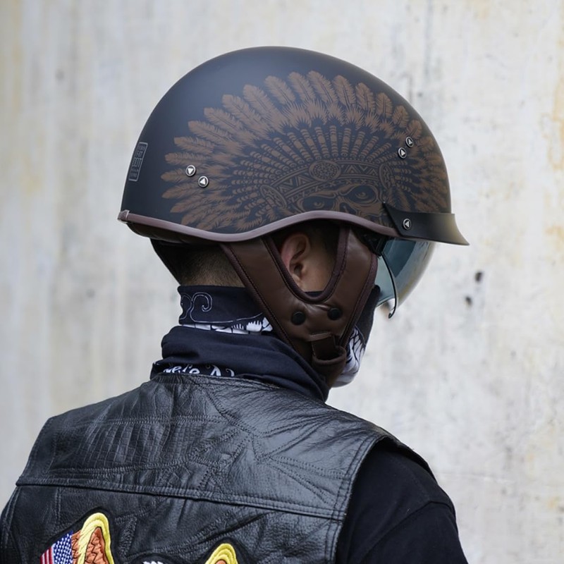 VCOROS Half Helmet Motorcycle DOT Approved Open Face Helmet with