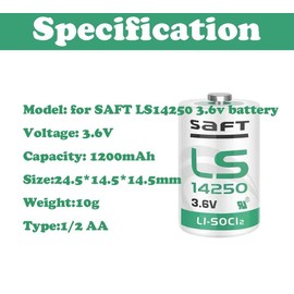 MXCSELLERS 10-Pack LS14250 Lithium 3.6v Batteries for Saft LS14250 1/2AA Battery for XL-050F, LS 14250 Battery for Saft 14250