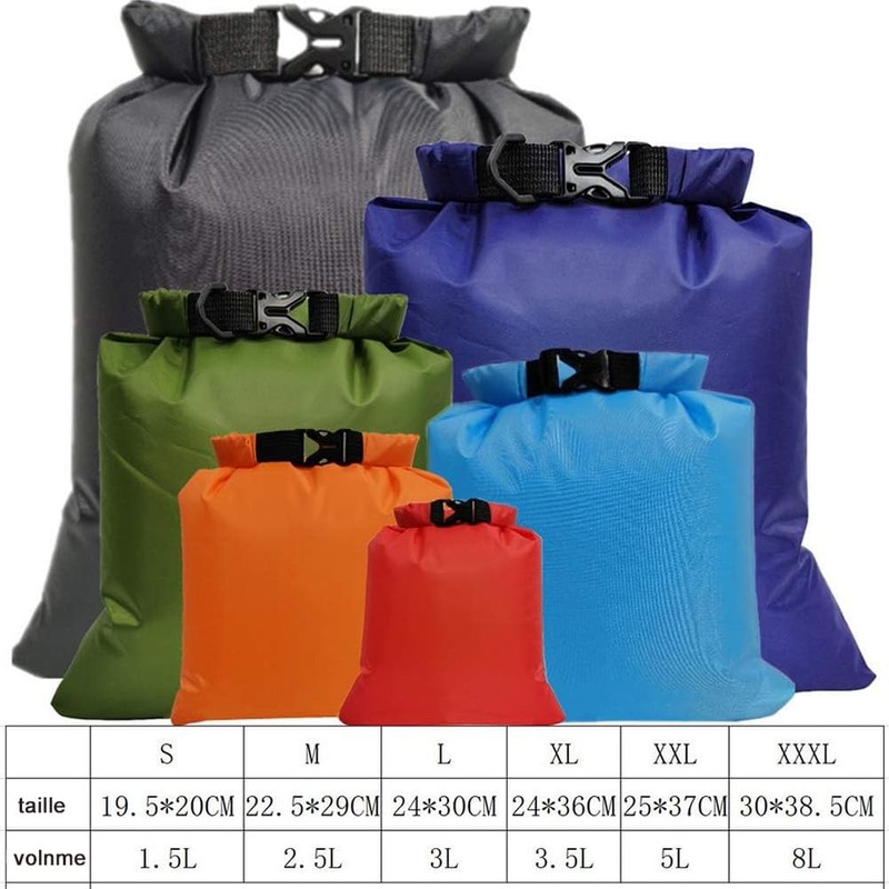 Voarge 6 Pack Waterproof Bag Lightweight Dry Bag Set for
