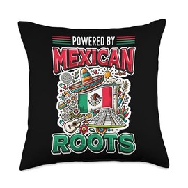Mexican Flag Powered By Mexican Roots Mexico Throw Pillow