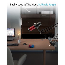 Etour [Custom Built for HyperX Quadcast Shock Mount ] Microphone Mount Stand Mic Mount Adapter with 5/8" 3/8" 1/4" Screw Adapter with Microphone Stand & Boom Arm