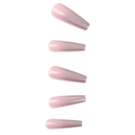 E&A 24pcs Press On Nails Long Coffin Fake Nails Ballerina Nails Full Cover Glossy UV Finish Acrylic Nails Reusable False Nails Press On Manicure Kit with Nail Adhesive Tabs for Women and Girls 12 Sizes