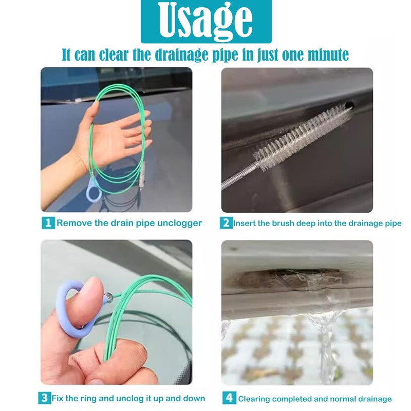 Sunroof Drain Cleaning Tool Extra Thick Drain Brush with Stronger