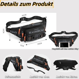 HSTWODE Waist Bag for Men and Women, Waterproof Multifunctional Bum Bag with 5 Zip Pockets for Sports, Fitness, Running, Cycling, Camping, Navy, Unit size, Stylish