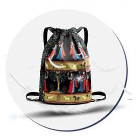 PARWENE Drawstring Foldable Large Capacity Dry-wet Separation Travel Sports Backpack Waterproof Gym Bag with Multiple Pockets (A)