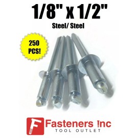 Brighton (QTY 250) POP Rivets ALL Steel 4-8 1/8" x 1/2" Grip Range Zinc Plated