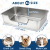 FHTONGE Low Entry Thickened Stainless Steel Cat Litter Box, 23.6x15.8