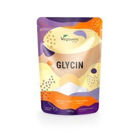 Vegavero Glycin Pulver | 1000 g - 330 Portionen | Deutsche Produktion von Vegavero® | Laborgeprüft | 100% reine Aminosäure | L-Glycin Pulver in Premium Qualität | mit Messlöffel | Ohne Zusätze | Vegan