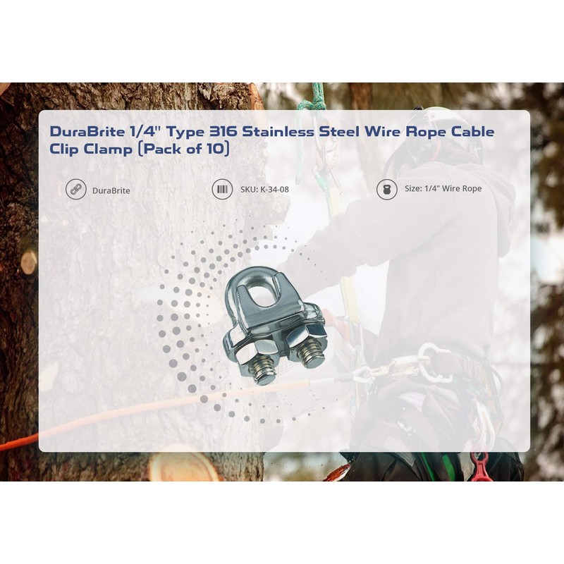 DuraBrite 3/8" Type 316 Stainless Steel Wire Rope Cable Clip