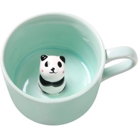 Jeuhoue Panda Ceramic Cup Hidden 3D Animal Inside Mug,8 oz, Lovely Mug for Christmas, Birthday, Valentine's Day Gifts, Surprise Gifts for Friends and Families (Panda 8oz)