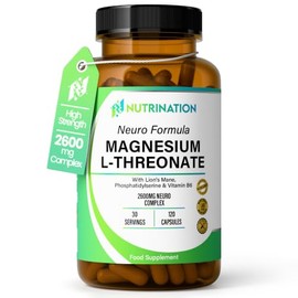 Magnesium L-Threonate Complex 2600mg | Neuro Formula with 2000mg Magnesium Threonate, 500mg Lion's Mane, 100mg Phosphatidylserine & Vitamin B6 | 120 Vegan Capsules | Cognitive Support | Lab Tested