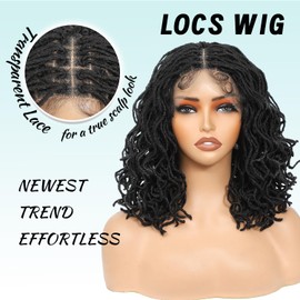X-TRESS Afro Curly Braided Synthetic Double Lace Natural Black and Large Parting Space Twist Dreadlocks Wig for Black women