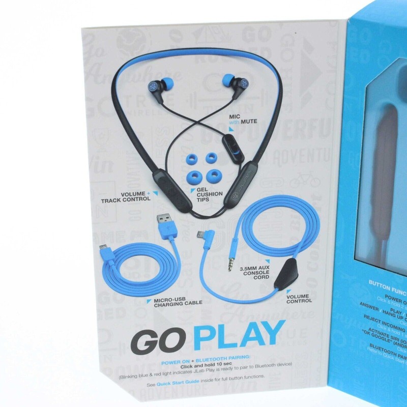 JLab Play Gaming Wireless Bluetooth Earbuds Black / Blue New