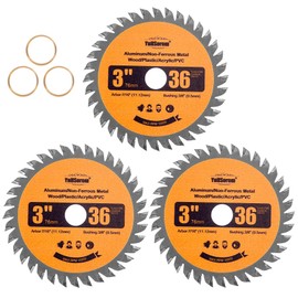 Hoja de sierra circular TCT de 3 pulgadas 36T con eje de 3/8 pulgadas de limpieza rápida de madera de corte para madera, plástico, PCV, acrílico, aluminio compatible con Bosch Milwaukee Dewalt Worx