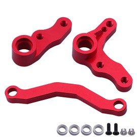 Hobbypark Aluminum Steering Assembly for 1/10 Redcat Blackout XTE Upgrades Parts, fit XBE SC Pro, Replace BS213-014 (Red)