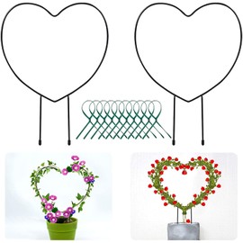Halatool - Paquete de 2 enrejados de metal negro para plantas trepadoras, alambre de soporte de tallos de enredadera de hierro de 13 pulgadas, soporte de plantas para escalar plantas con 10 lazos