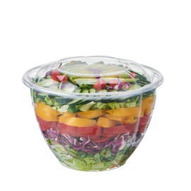 FULING [48 oz. 50 Sets Clear Plastic Salad Bowls with Airtight Lids Disposable To Go Mixing Containers Serving for Fruit, Quinoa, Lunch and Meal Prep
