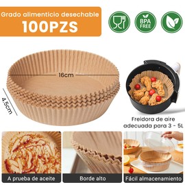 SYNMORE 100Pzas Papel para Freidora de Aire, Forro Redondo Desechable para Freidora de Aire, Papel para Freidora, Horno, Microondo, Vaporera