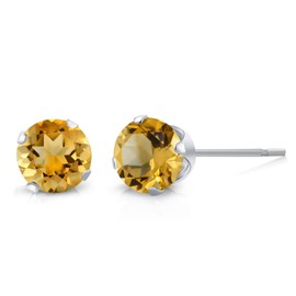 Gem Stone King 925 Sterling Silver Blue Topaz White Topaz Red Garnet Citrine and Green Peridot Stud Earrings For Women Men Set of 5