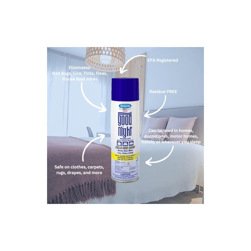 Good Night Bed Bug Spray, 16oz | Odorless, Water-Based, EPA