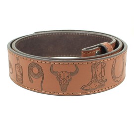 Western Cowboy Supplies Leather Belt Strap Without Buckle 1.5" Wide with Snaps (Brown-S)