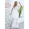 MAXVIGOR Women's V-Neck White Lace Maxi Dress Boho Embroidered Dress