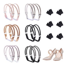 6 Pairs Shoe Straps for Heels, 6 Colors High Heel Shoe Straps, Adjustable Shoe Straps Detachable Shoe Lace Bling Replacement Shoe Straps Elastic Shoe Straps for Heels Accessories