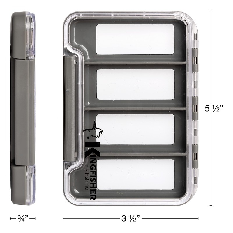 Kingfisher Fly Fishing Slim Waterproof Magnetic Compartment Fly Box, 2